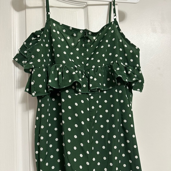 Green and White Ruffled Polka Dot Dress - Picture 4 of 7